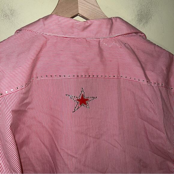 VNTG KLASSIE LASSIE striped button down shirt with rhinestones L - Picture 6 of 6